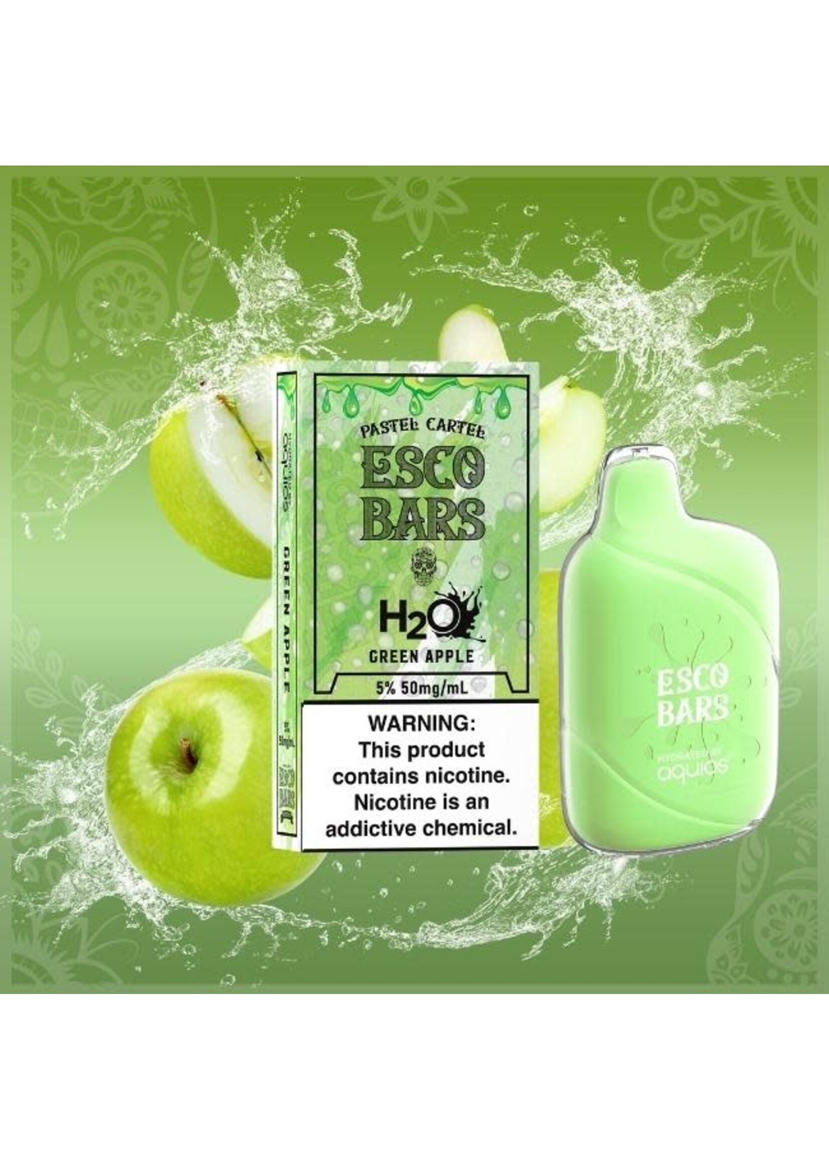 Esco Bars Esco Bars H2O 15ML 6000 Puffs 650mAh Prefilled Water Based Nicotine Salt Disposable Vape Device Hydrated by Aquios