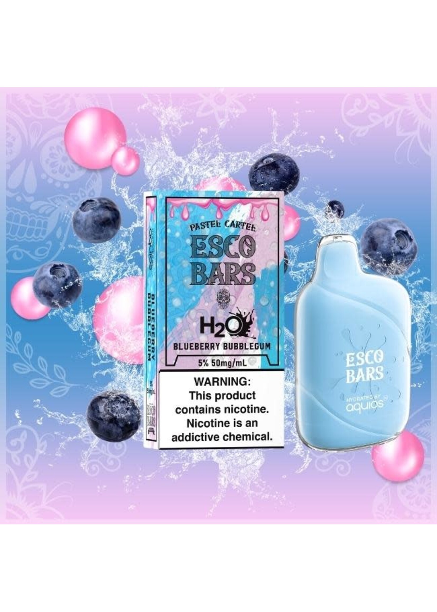 Esco Bars Esco Bars H2O 15ML 6000 Puffs 650mAh Prefilled Water Based Nicotine Salt Disposable Vape Device Hydrated by Aquios