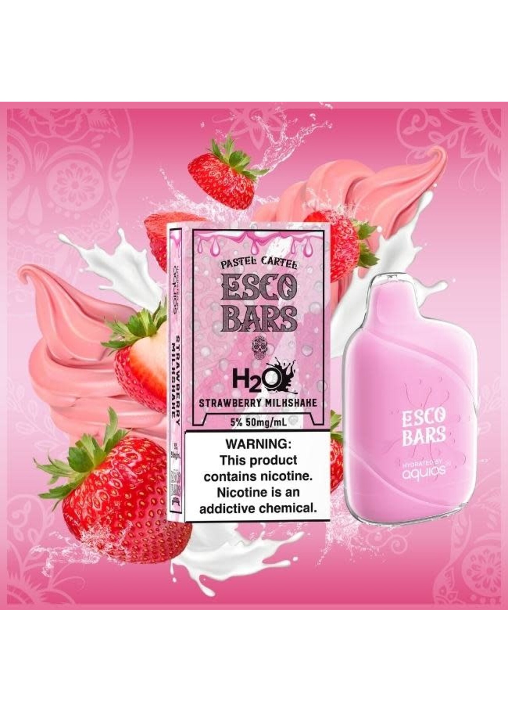 Esco Bars Esco Bars H2O 15ML 6000 Puffs 650mAh Prefilled Water Based Nicotine Salt Disposable Vape Device Hydrated by Aquios