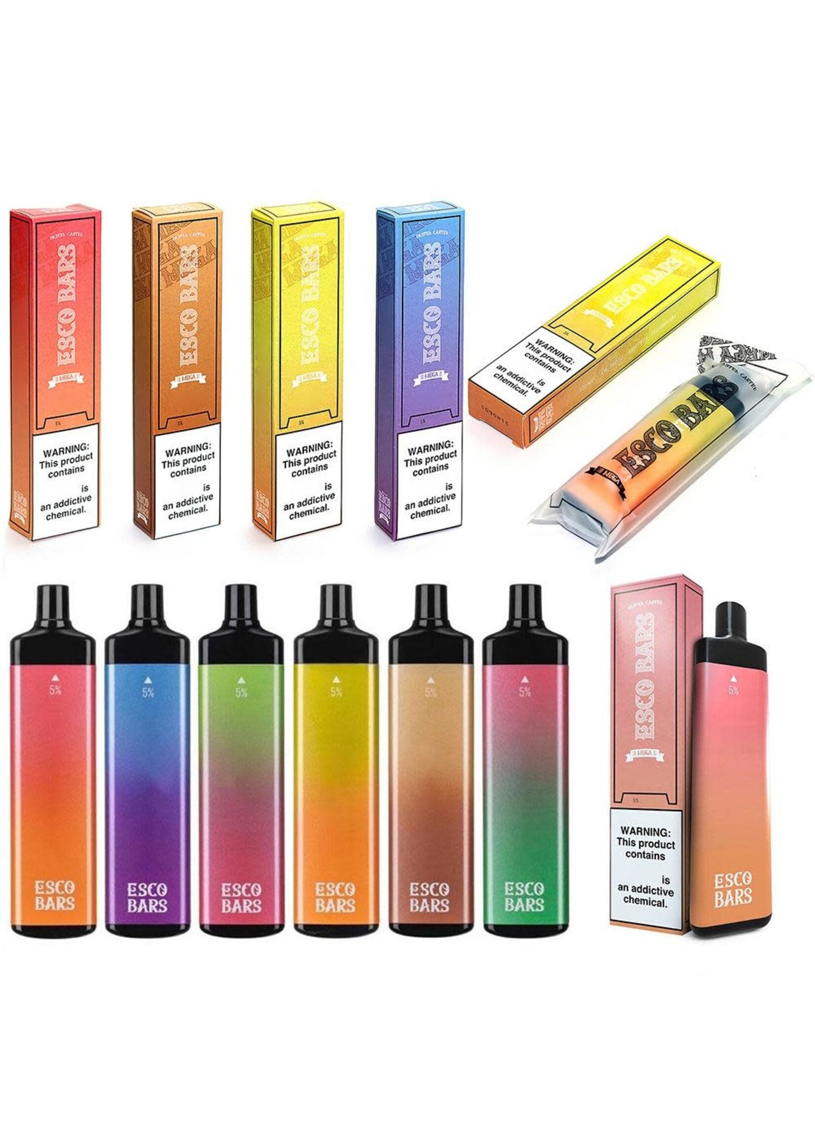 Esco Bars Esco Bars MEGA 14ML 5000 Puffs 600mAh Rechargeable Prefilled Nicotine Salt Disposable Vape Device
