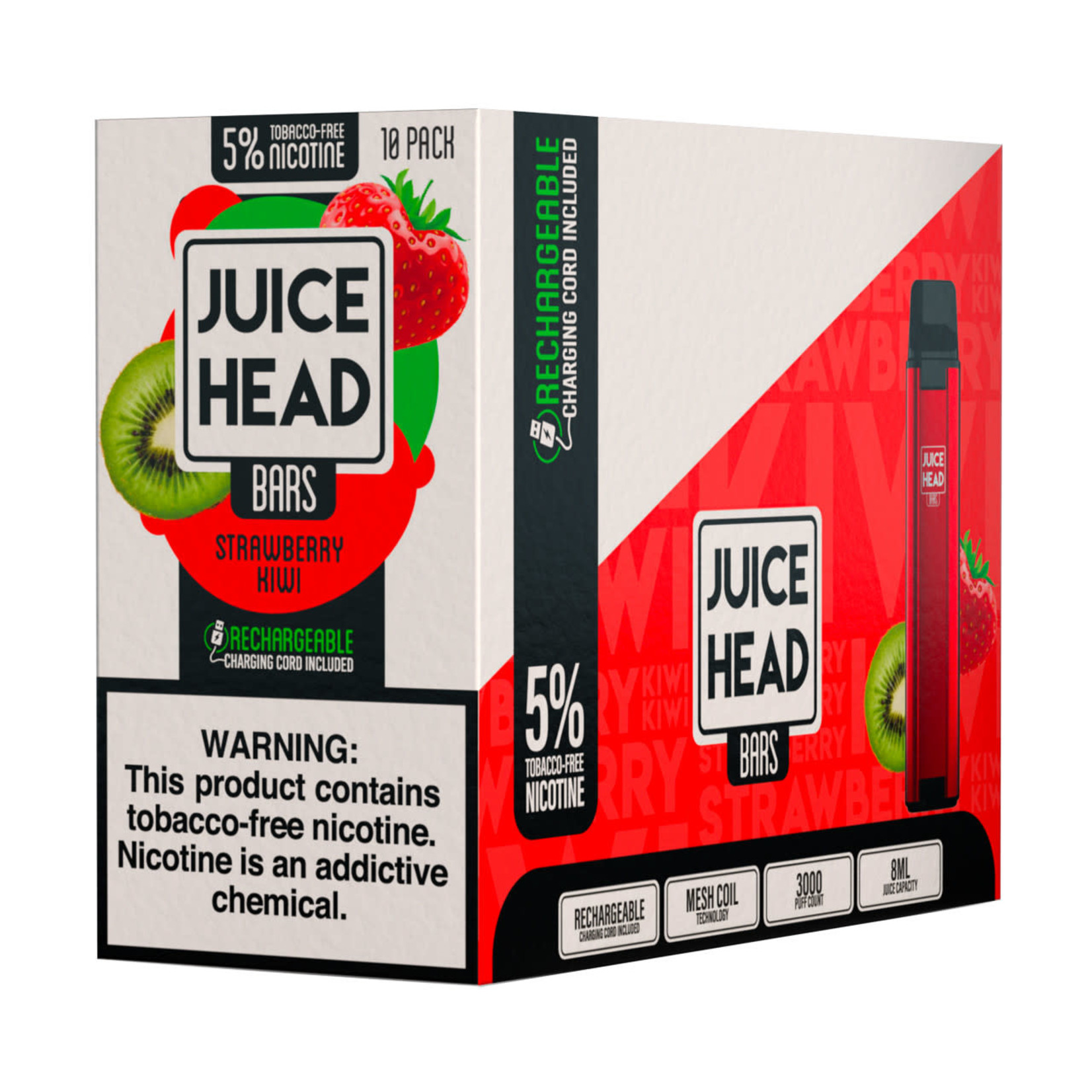 Juice Head Juice Head Bars 8ML 3000 Puffs 650mAh Prefilled Synthetic Nicotine Salt Rechargeable Disposable Device With Mesh Coil Technology