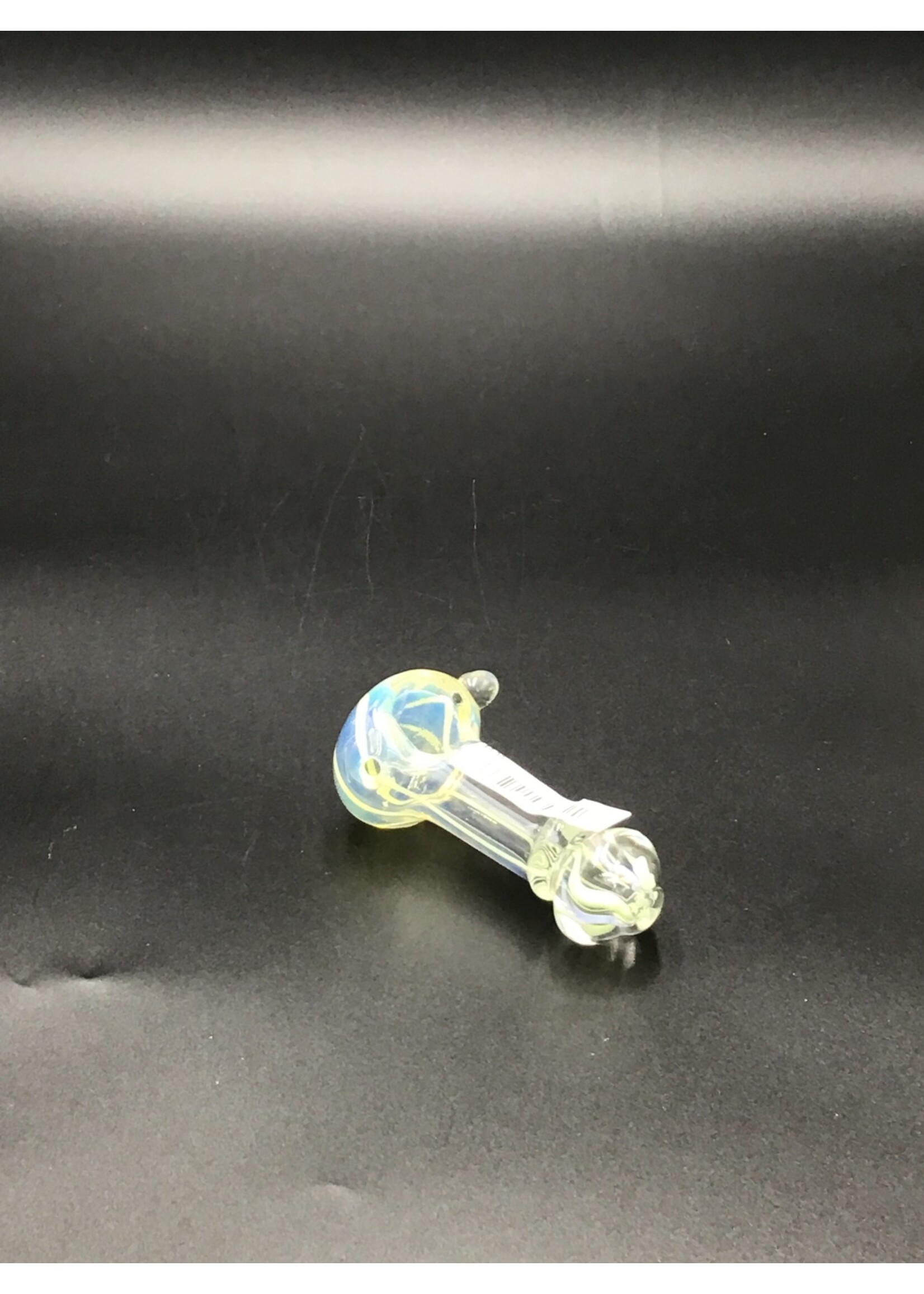 Glass Hand Pipe Slime Color Single Ring Style Gold Fumed Spoon - 57 Grams - 3.5 Inches - Assorted Colors