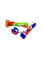 3.5" Mixed Colored Silicone Glass Chillum w/ Cap 5063
