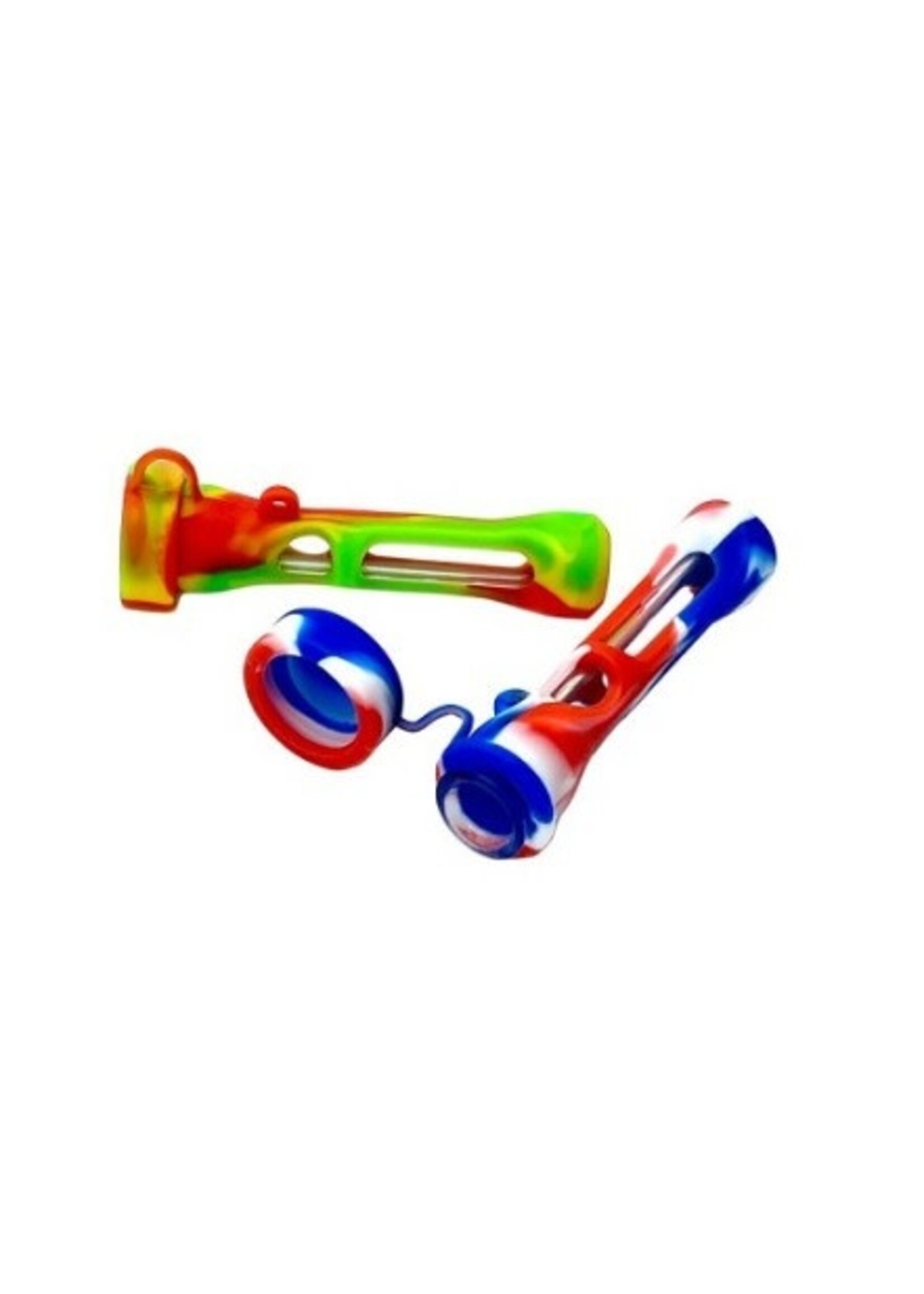 3.5" Mixed Colored Silicone Glass Chillum w/ Cap 5063
