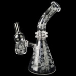 On Point Glass - 5" Frosted Design Mini Rig Water Pipe & Carb Cap Box Set