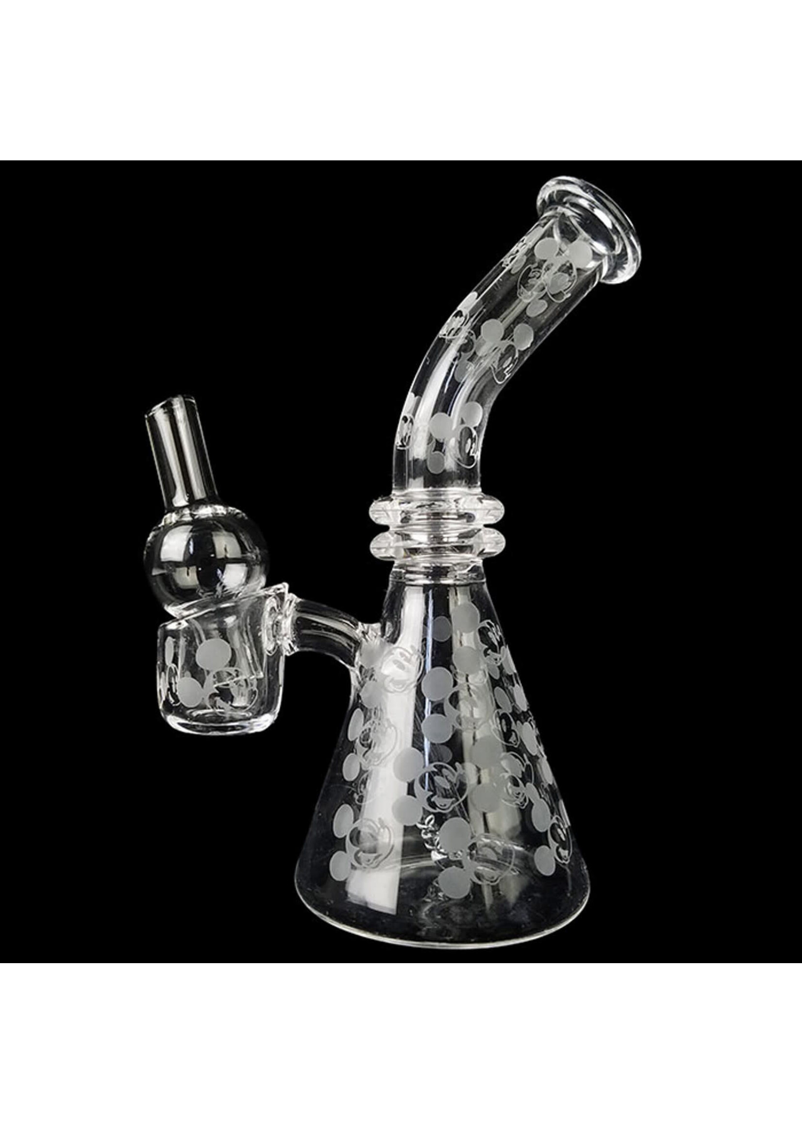 On Point Glass - 5" Frosted Design Mini Rig Water Pipe & Carb Cap Box Set