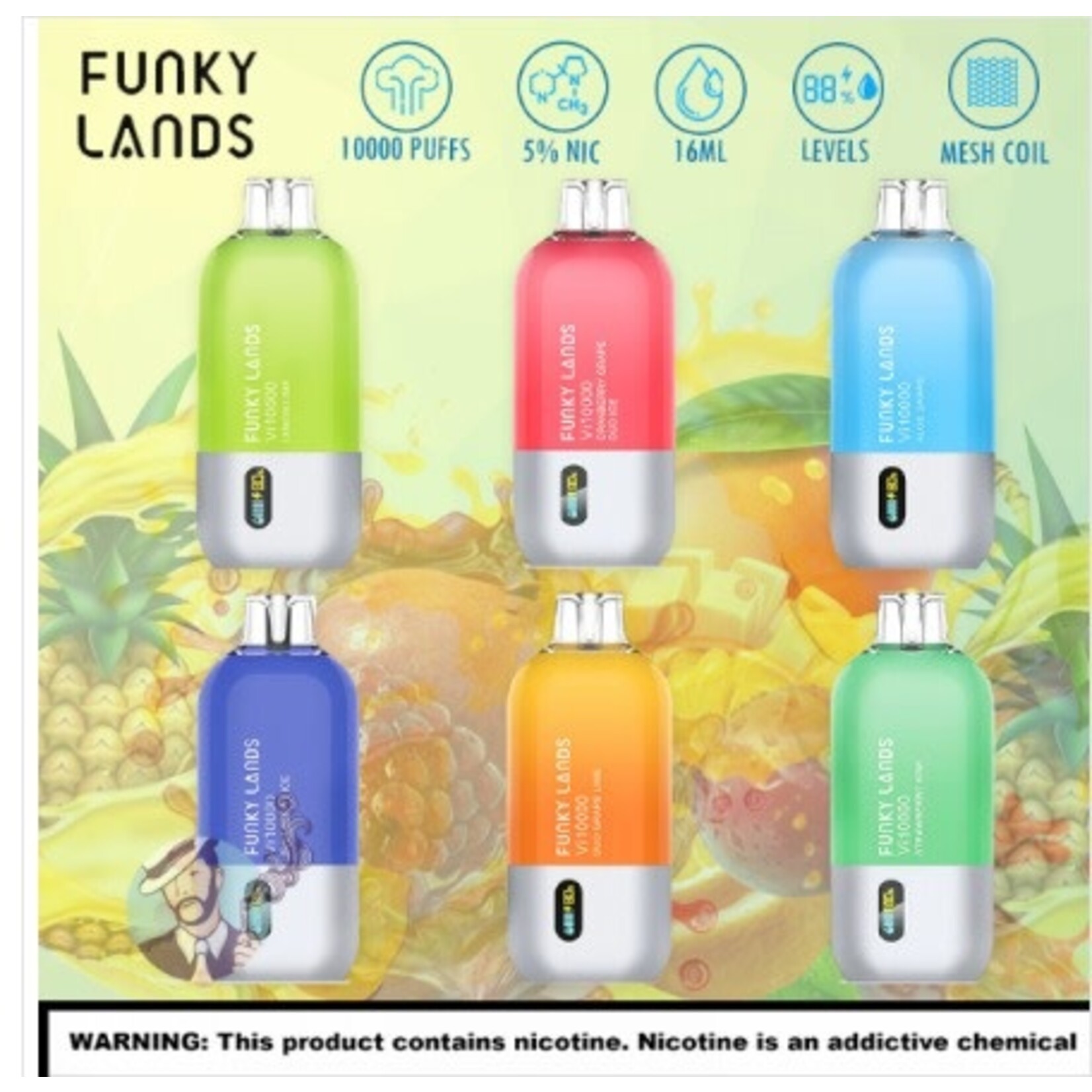 Funky Lands Funky Lands 18ml VI10000 Disposable Display of 5