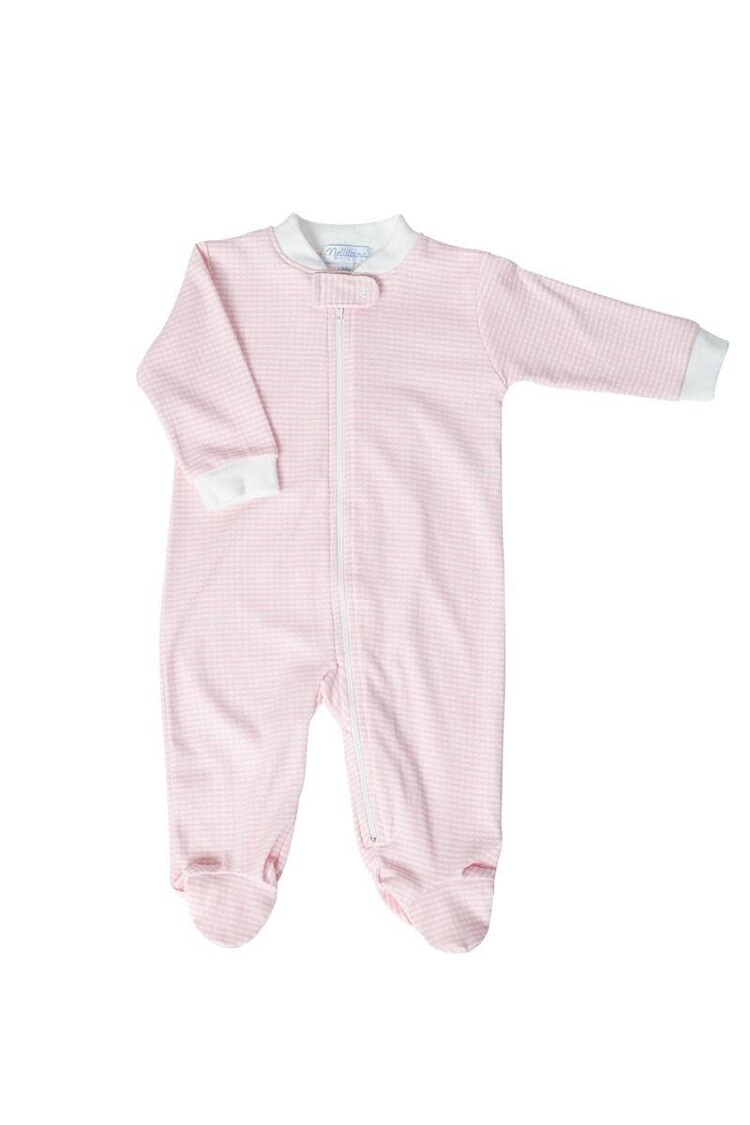 Nella Pima Nella Pima Pink Gingham Zipper Footie