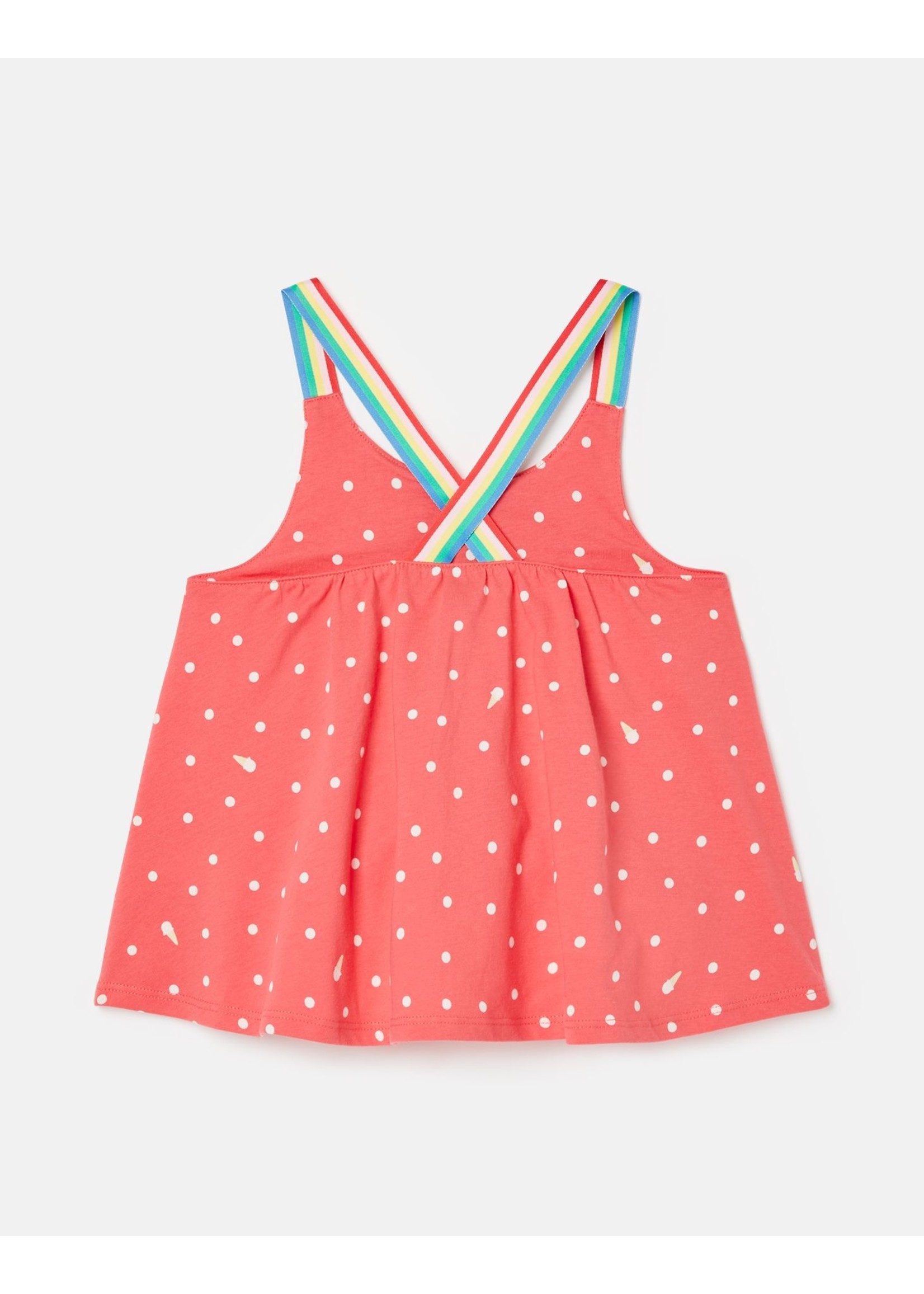 Joules Pink Dot Rainbow Strap Top