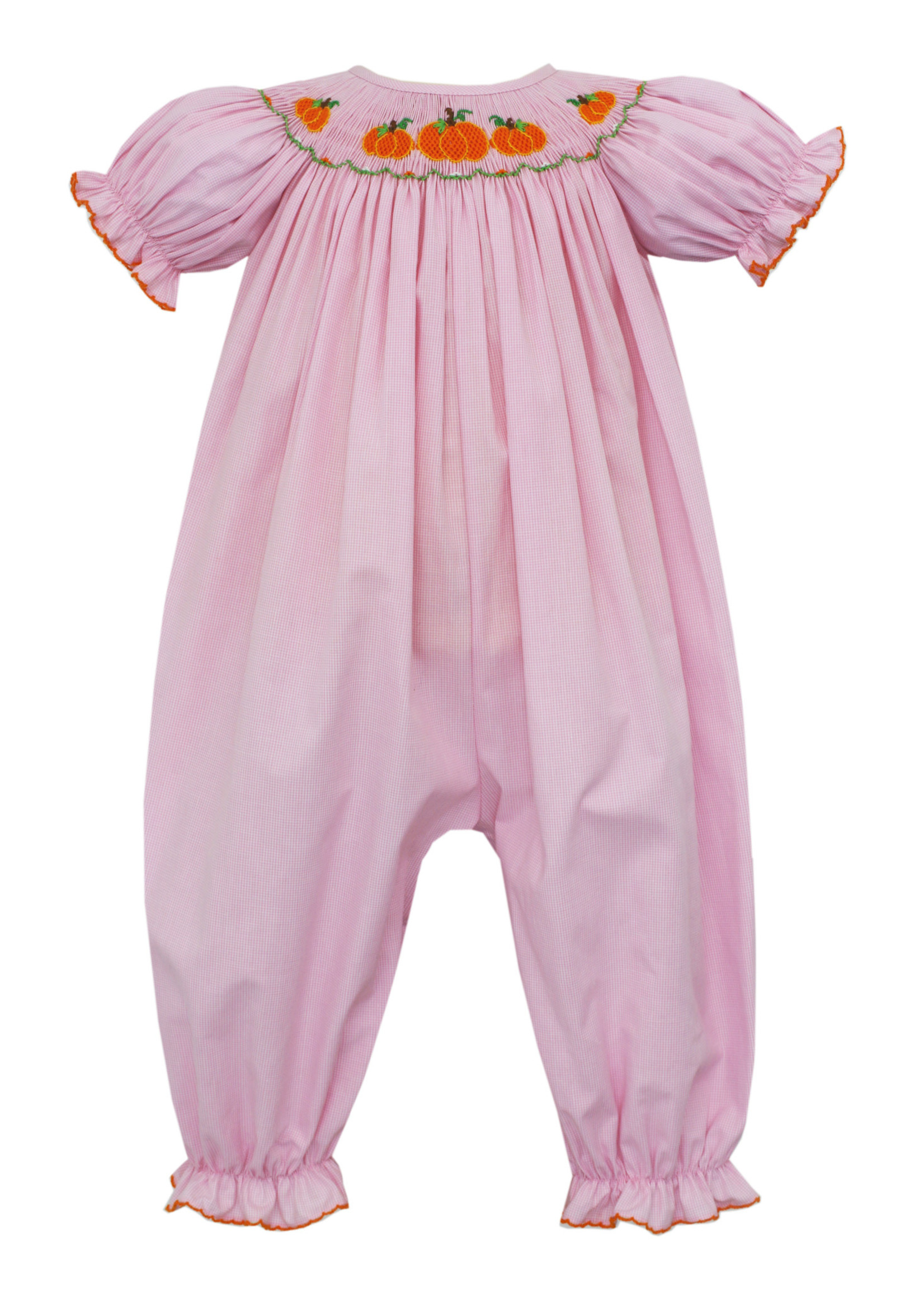 Petit Bebe Pink Check Pumpkin Bishop Dress