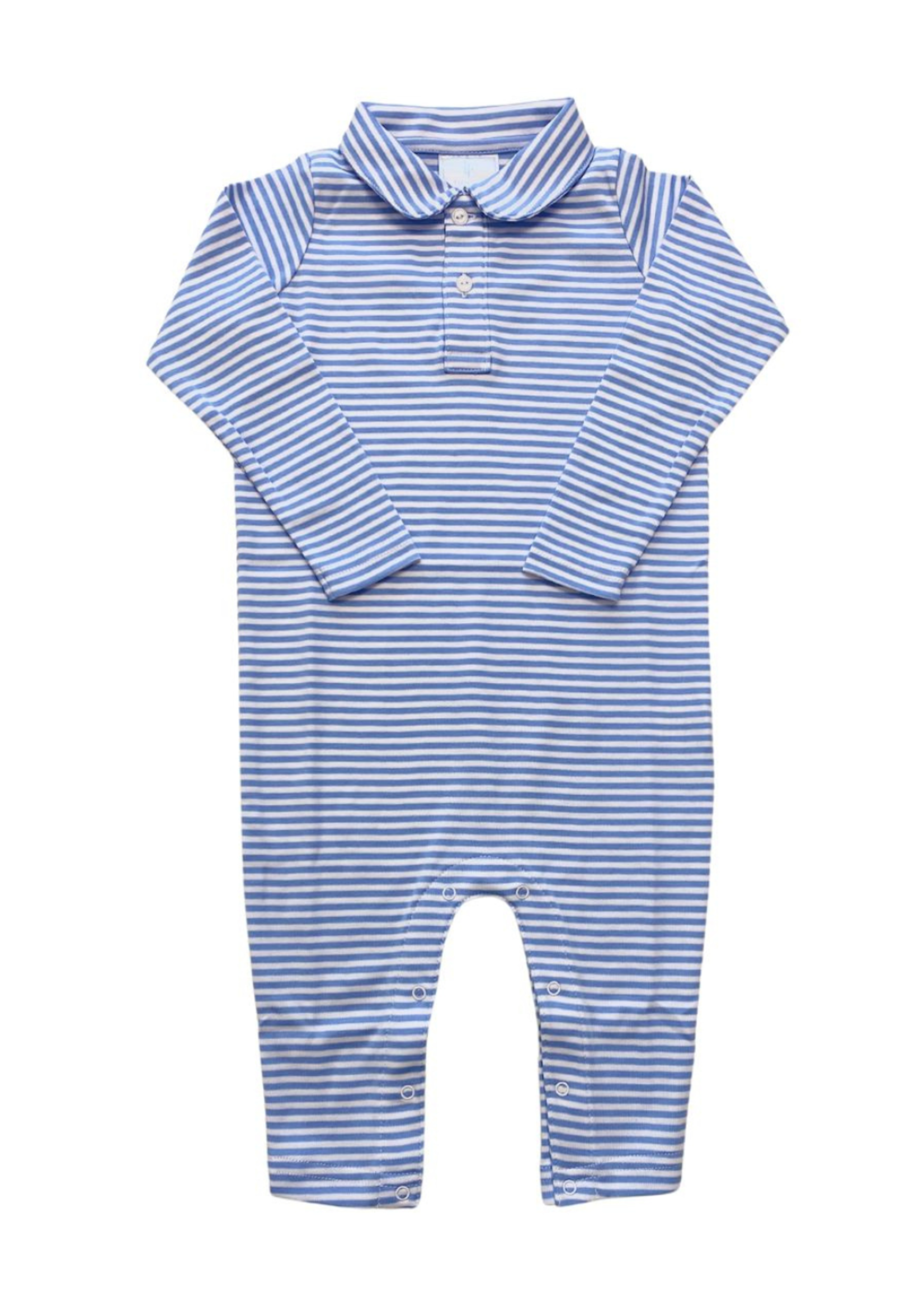 Little English Long Sleeve Striped Polo Romper