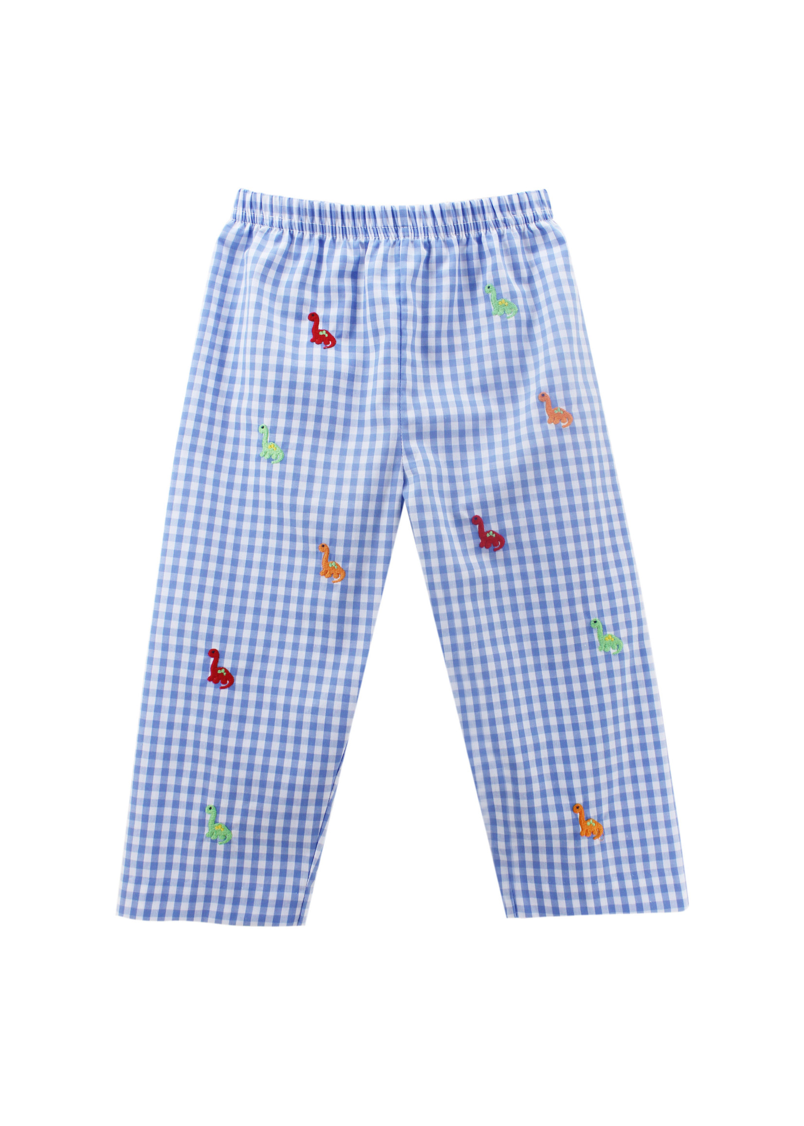 Zuccini Blue Check Dino Embroidered Pants