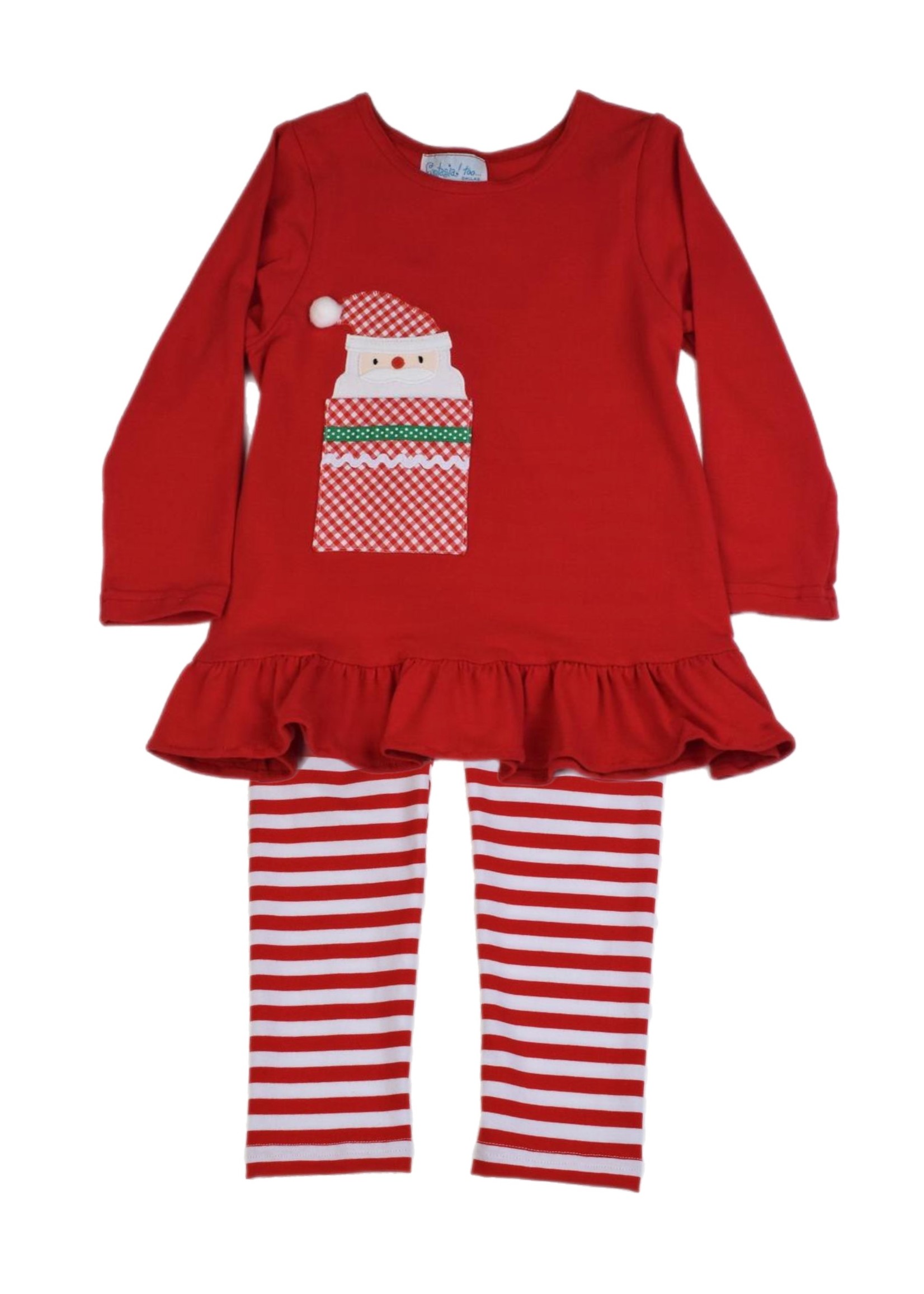 Funtasia Too Baby doll Santa Striped Pant Set