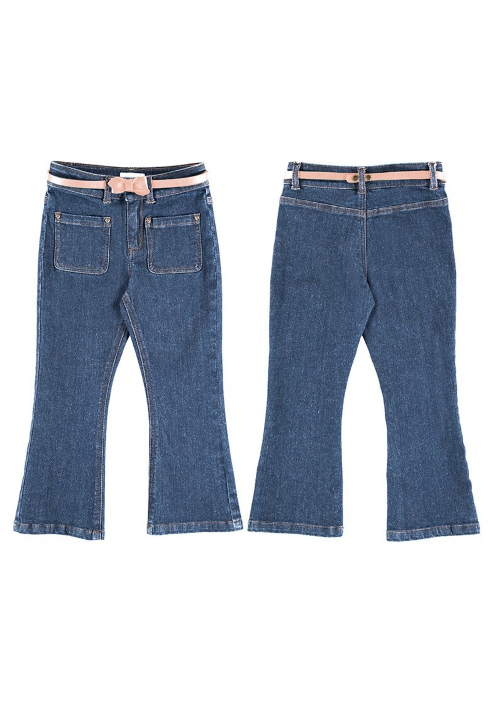 Mayoral Flare Jeans w Pink Bow Belt