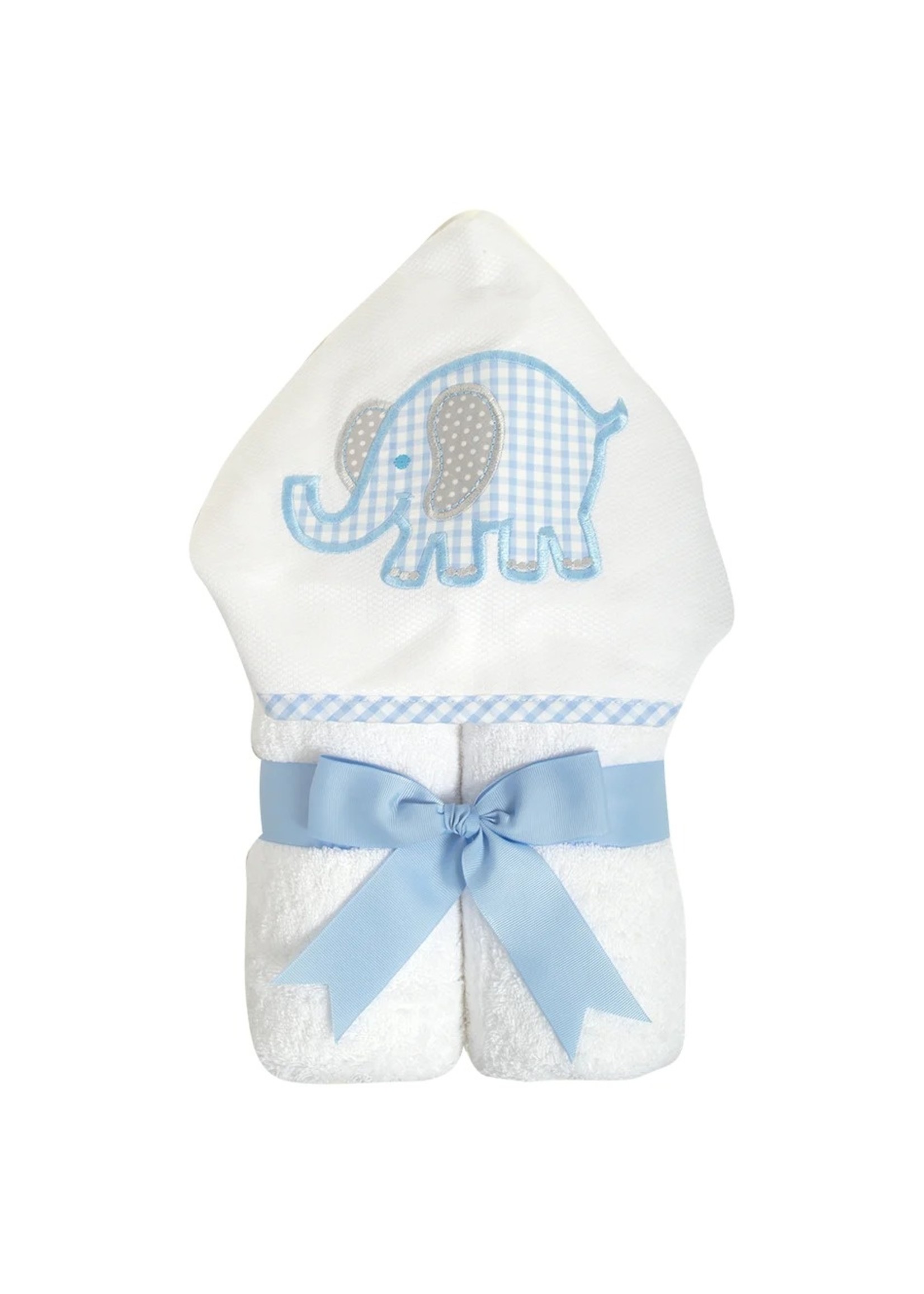 3 Marthas 3 Marthas Hooded Towel - Seersucker Blue Elephant