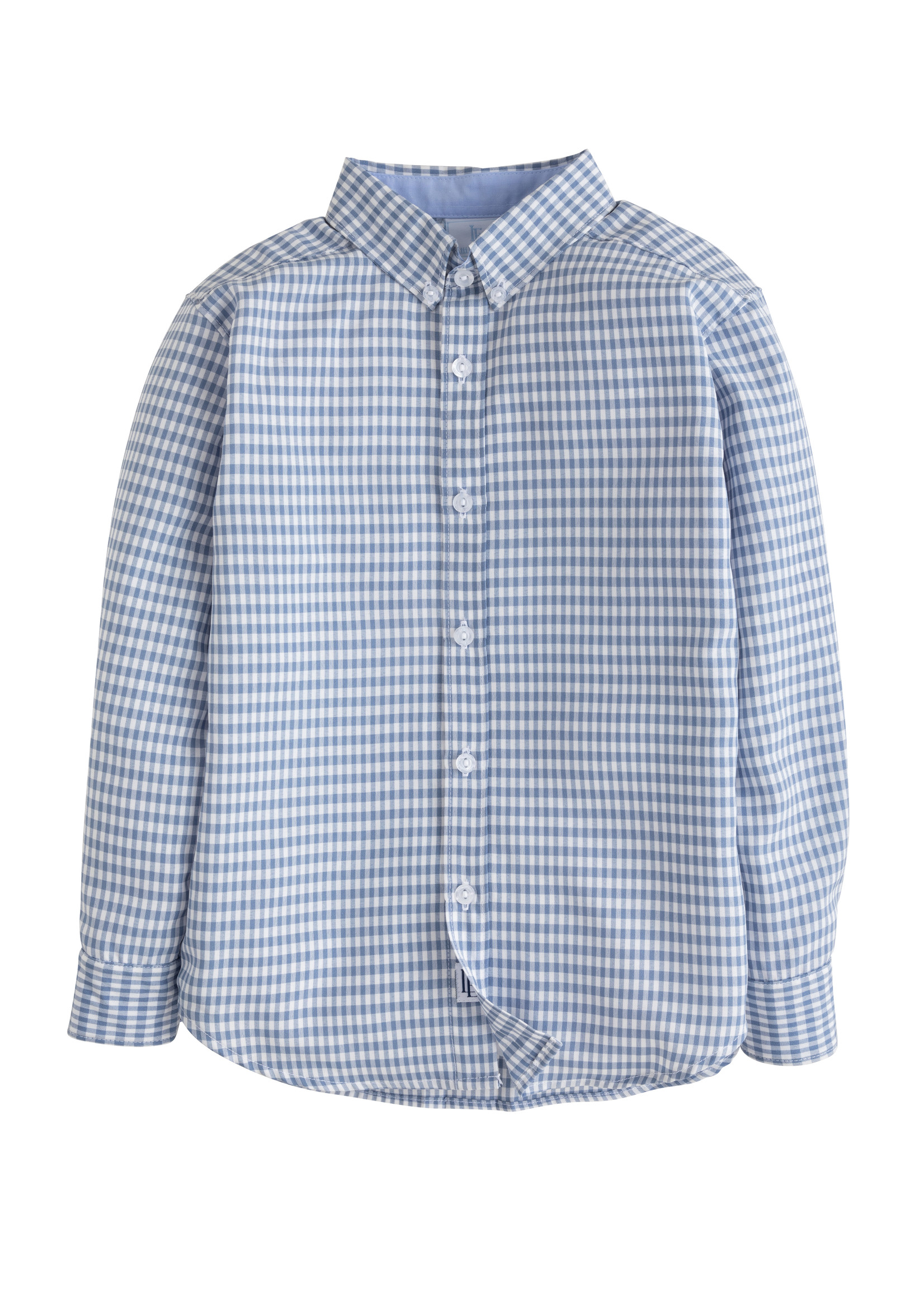 Little English Gray Blue Gingham Button Down