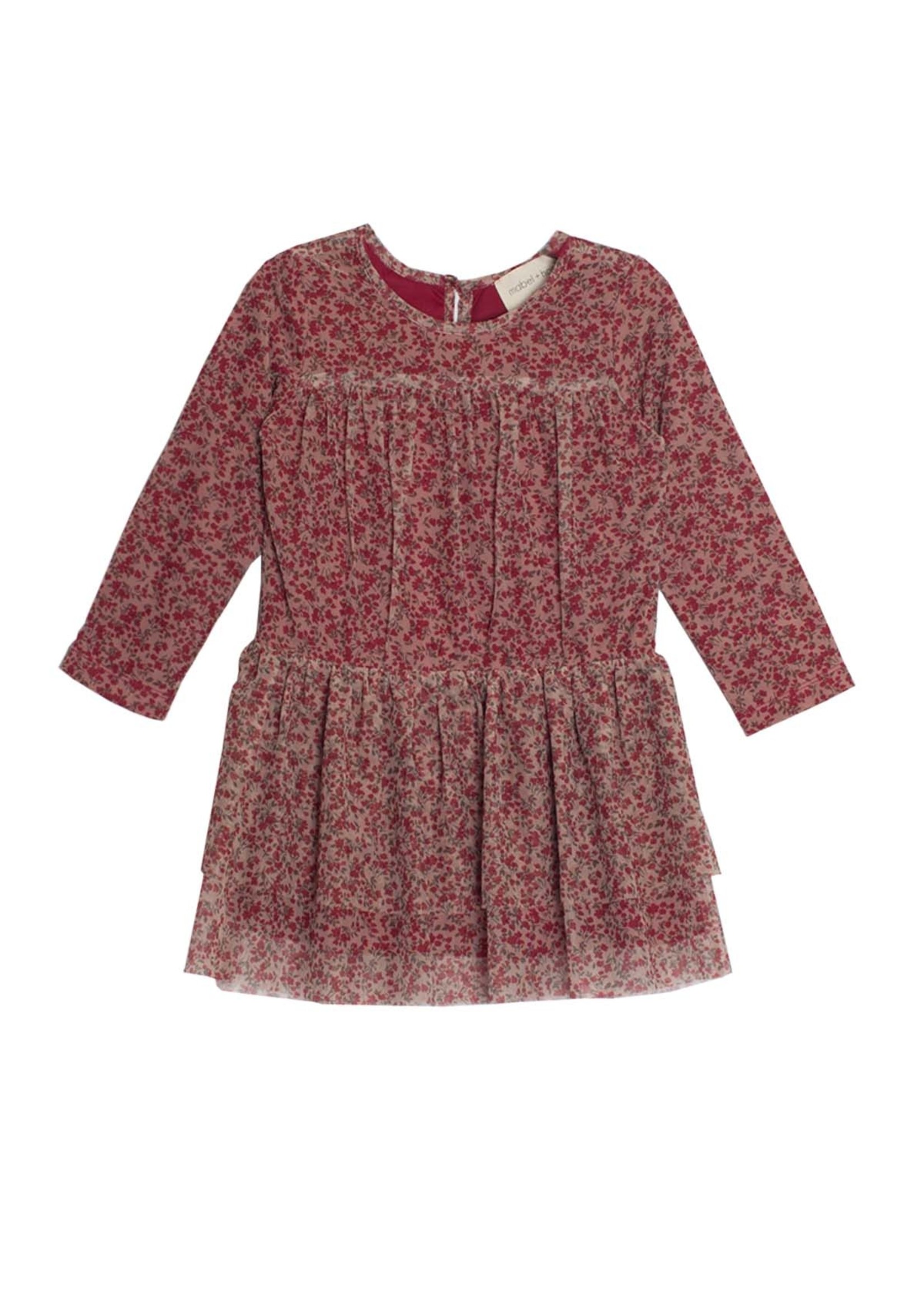 Mabel + Honey Cranberry Knit & Tulle Dress