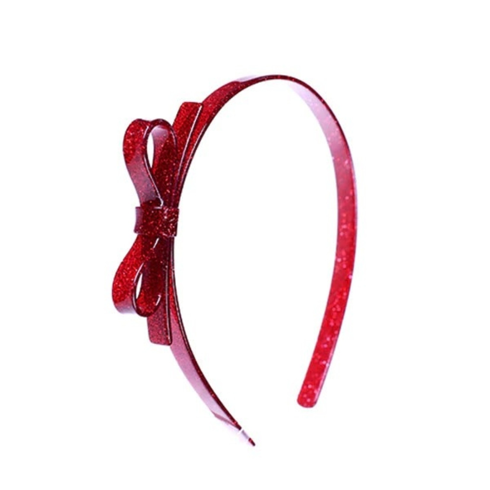 Lilies & Roses Thin Bow Headband-Red Glitter