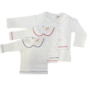 Luigi Kids Navy Trim White PP Collar Shirt
