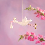 Glitterville Flying Stork Ornament
