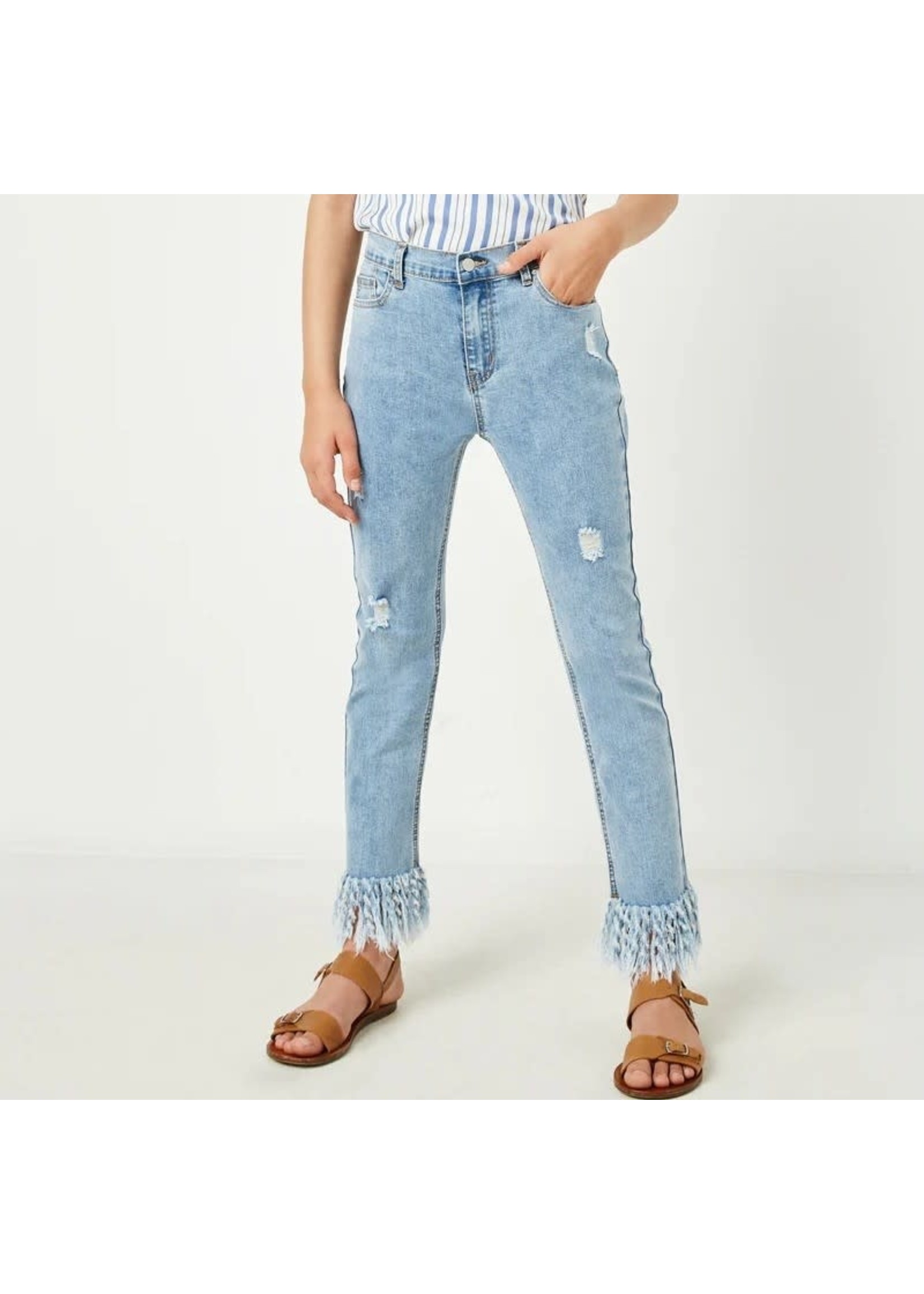 Hayden Girl Distressed Frayed Hem Denim Jeans