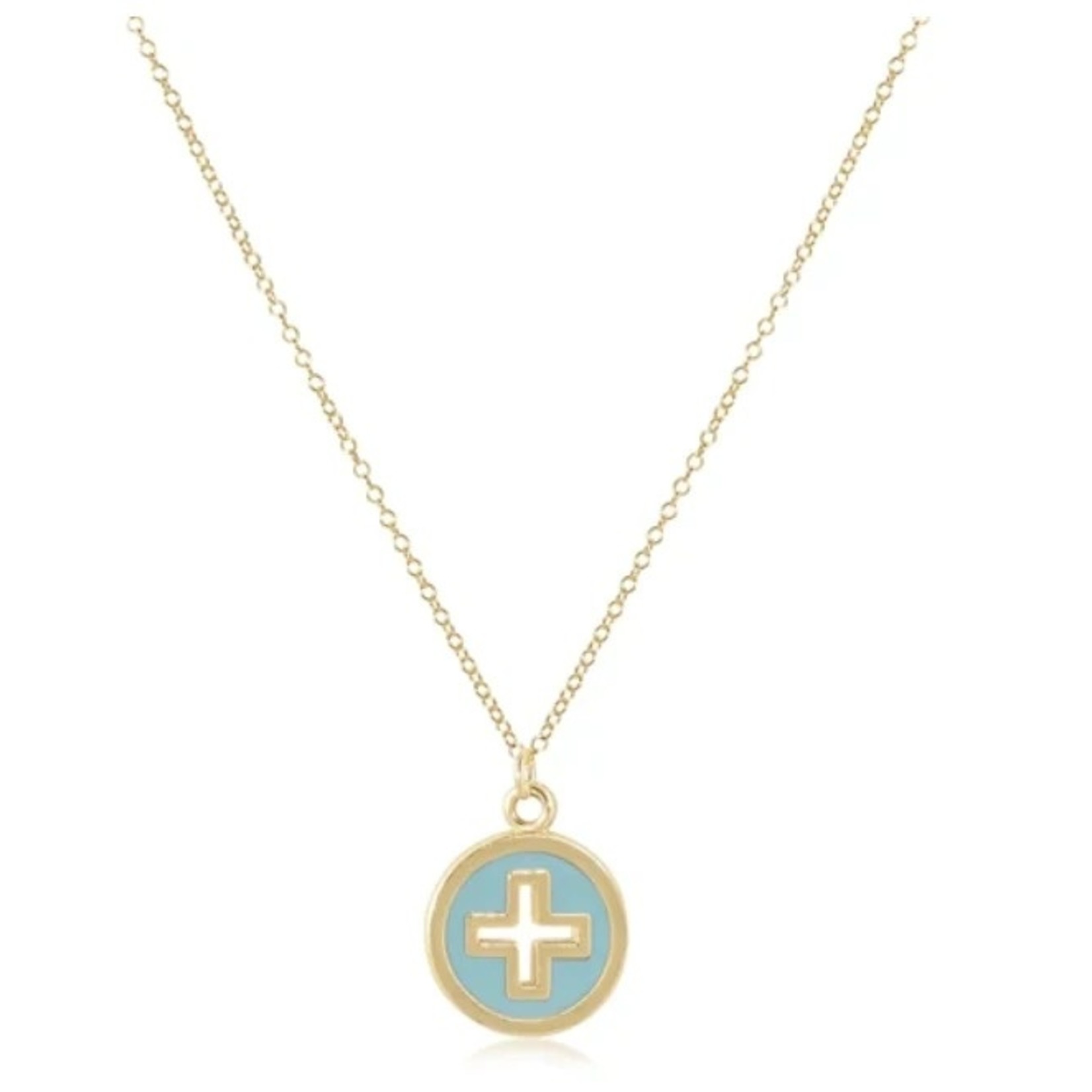 ENewton Sign Cross Gold Disc Turq Necklace