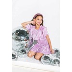 Queen of Sparkle Lavender Silver Ribbed Swing Shorts
