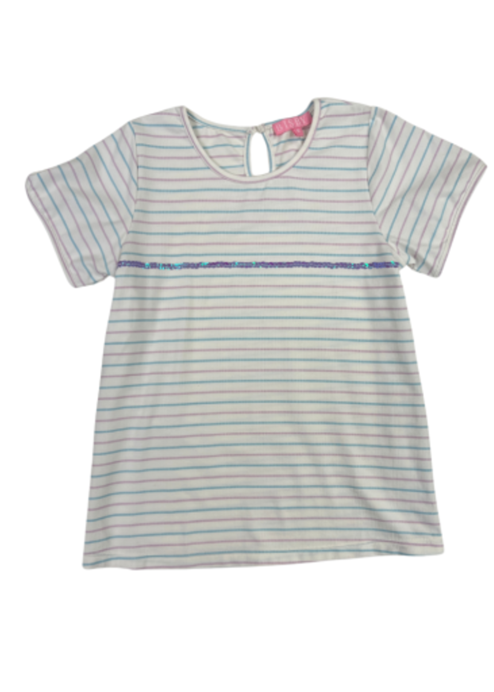 Bisby SEQUIN STRIPE TEE - Lilac & Blue
