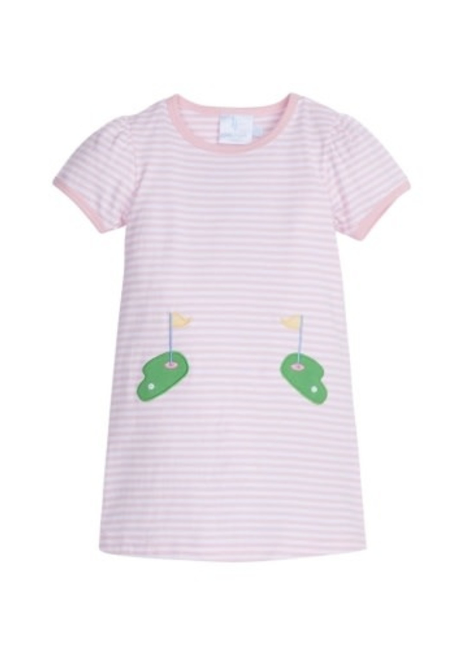 Little English Applique T-Shirt Dress- Golf
