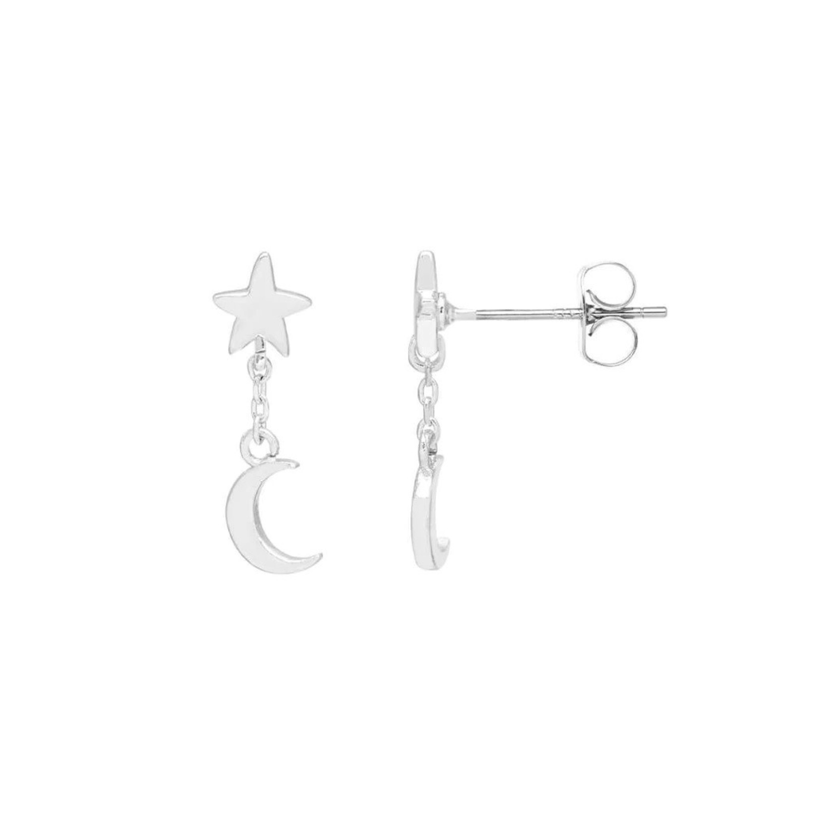 Estella Bartlett Silver Moon Star Chain Earrings