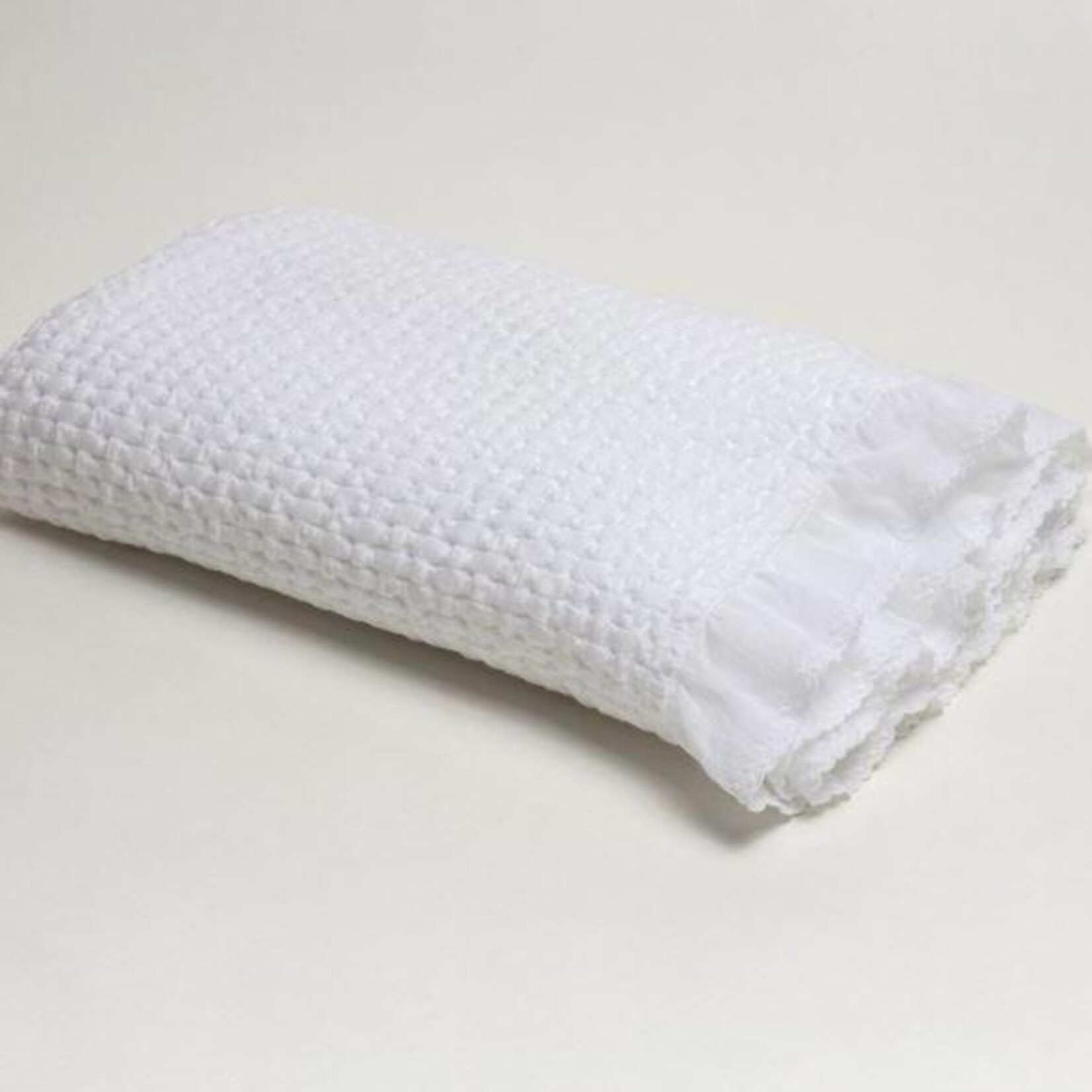 A Soft Idea Stonewashed Dotted Swiss Ruffle Blanket