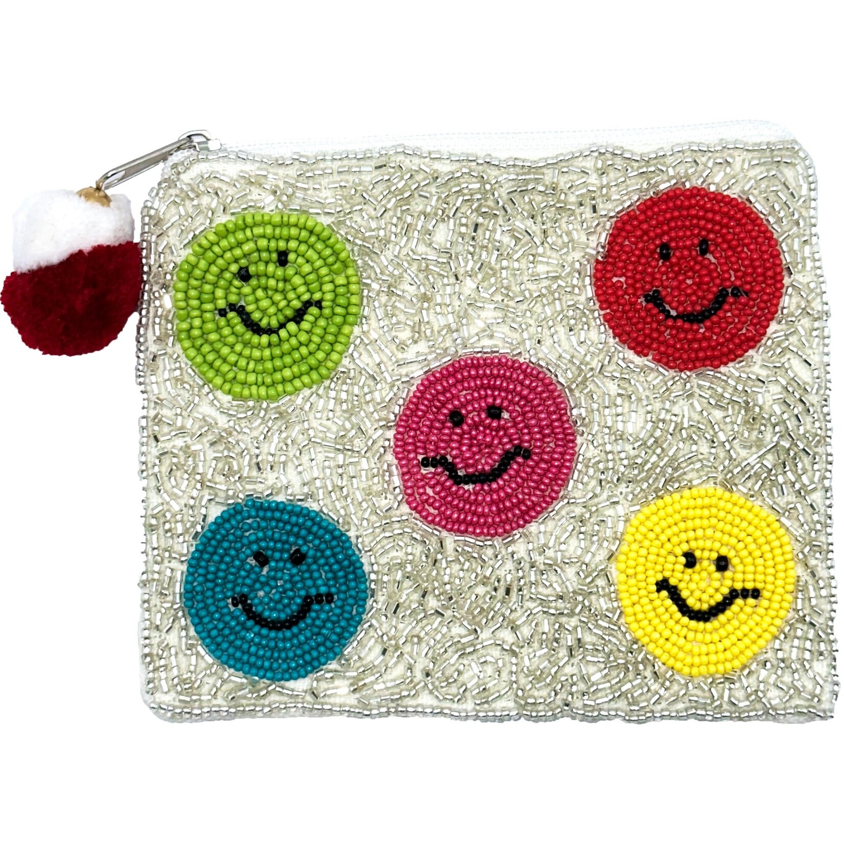 La Chic Designs Multi Color Smiley Face Pouch