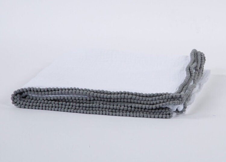 A Soft Idea Swaddle Blanket w/Pom Pom Edge