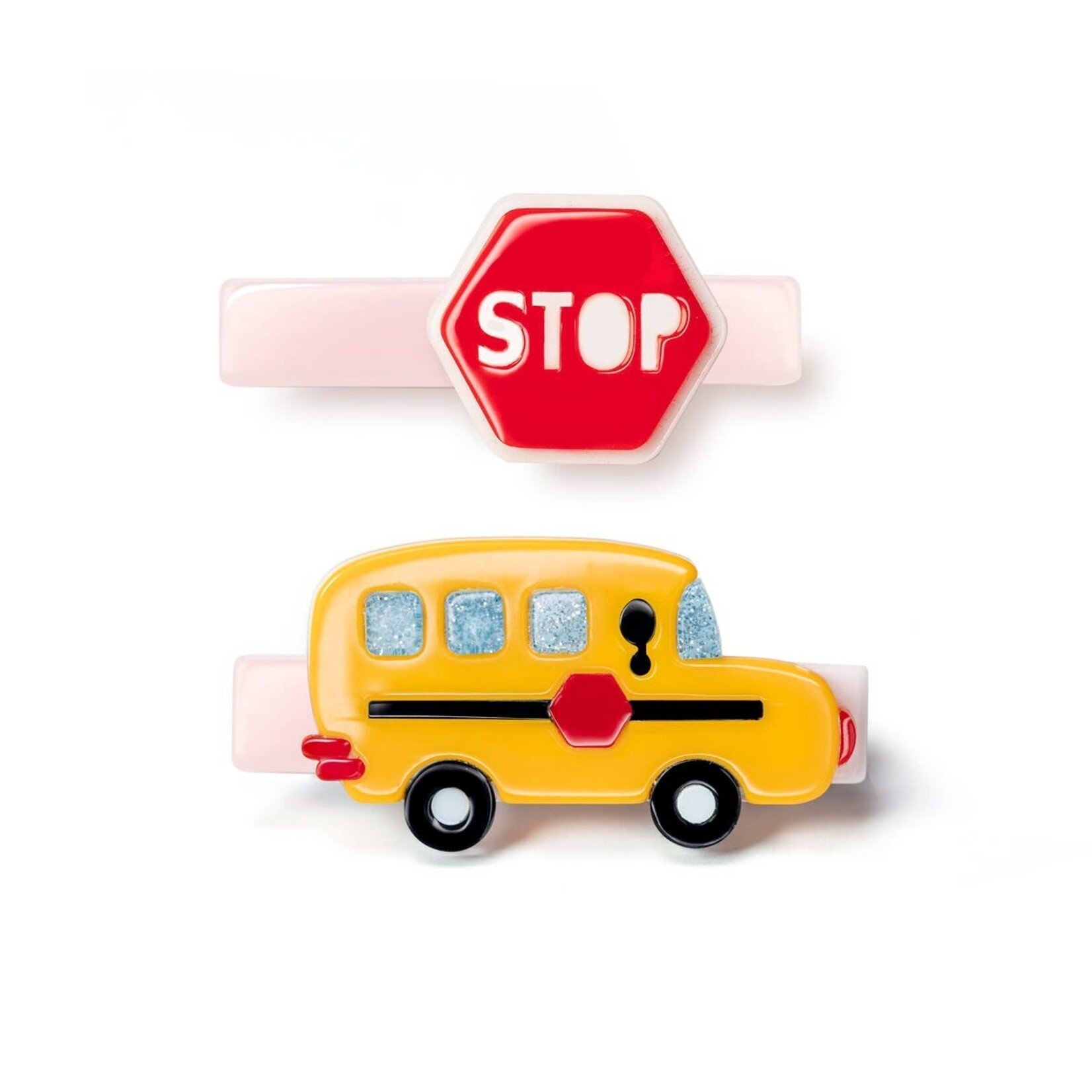 Lilies & Roses Bus and Stop Sign Hair Clips