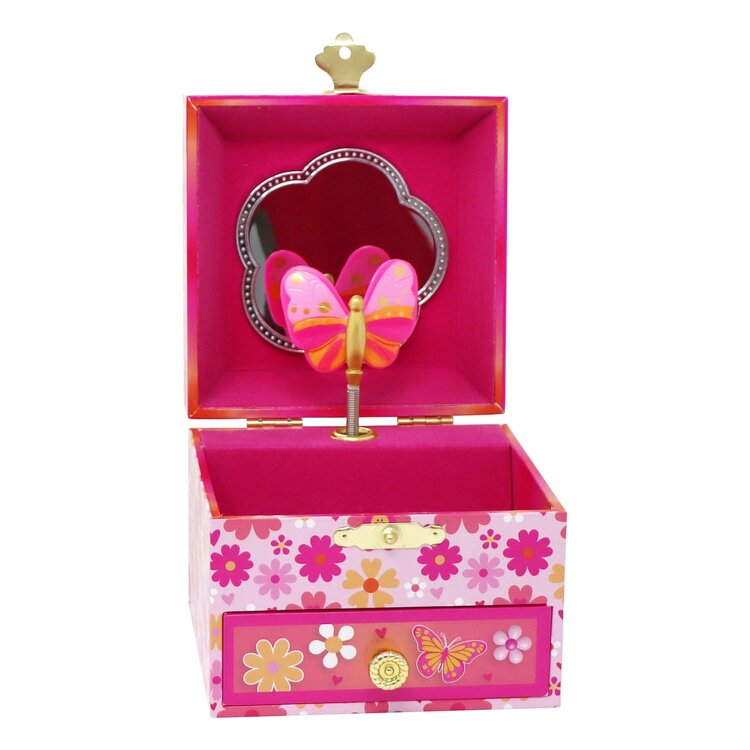 Pink Poppy Vibrant Vaction Musical Jewelry Box