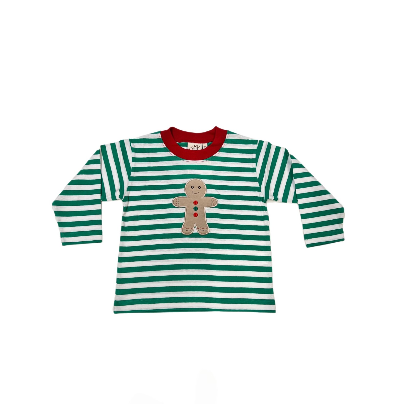 Luigi Kids Green Stripe Gingerbread Shirt