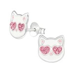 Lily Nily Cat Pink Crystal SS Earrings