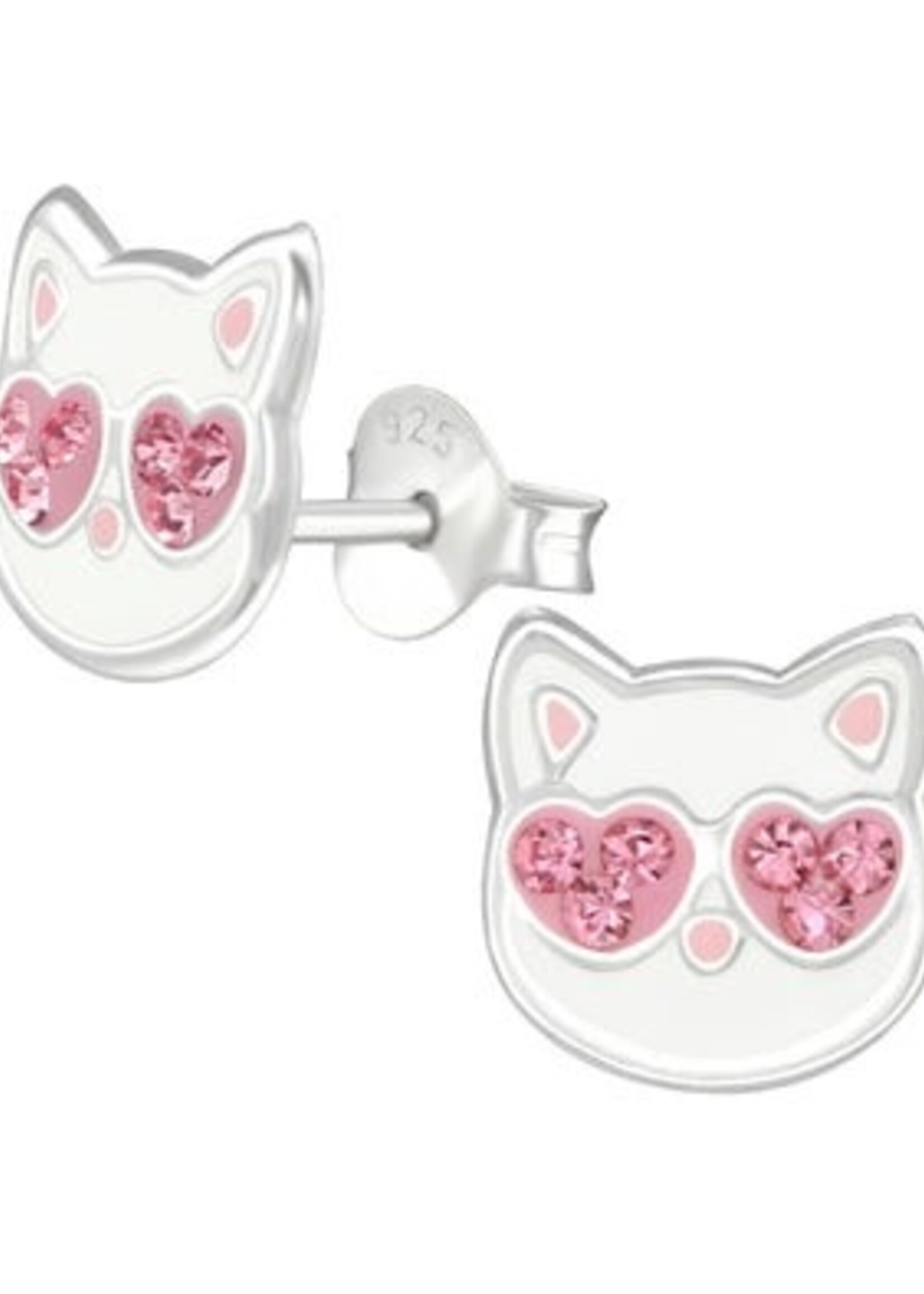 Lily Nily Cat Pink Crystal SS Earrings