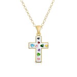 Lily Nily White Cross Necklace W/Hearts