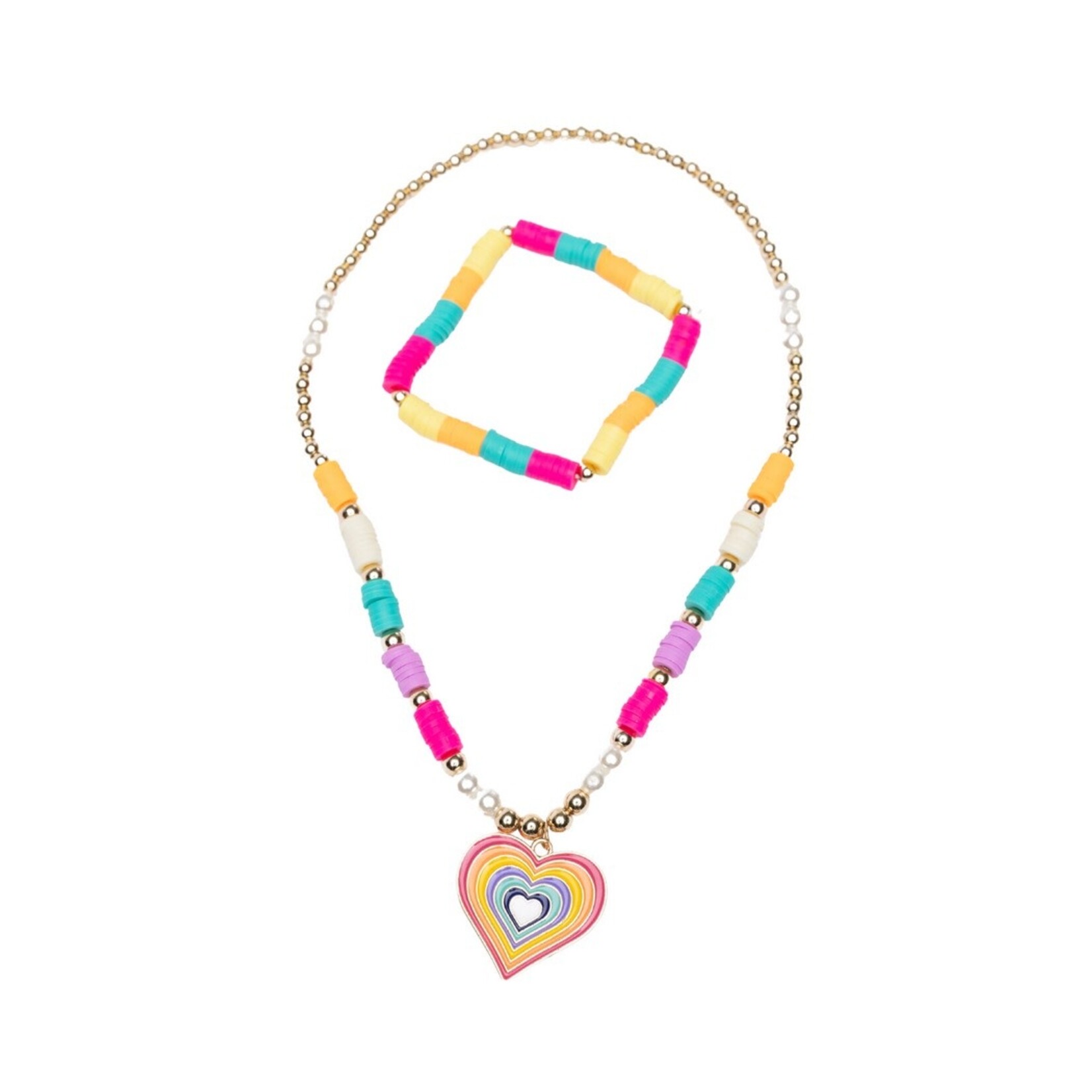 Great Pretenders Rainbow Love Necklace Bracelet Set