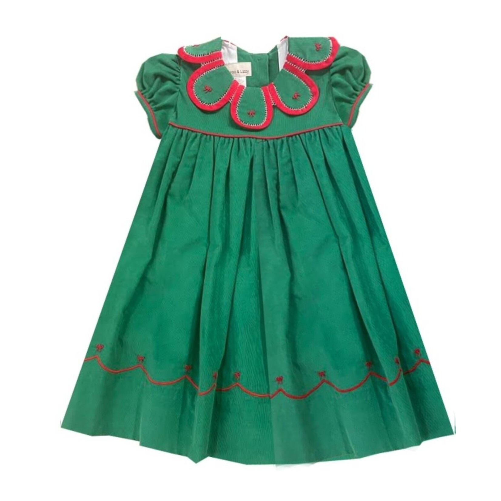 Marco & Lizzy Green Cord Christmas Petal Dress