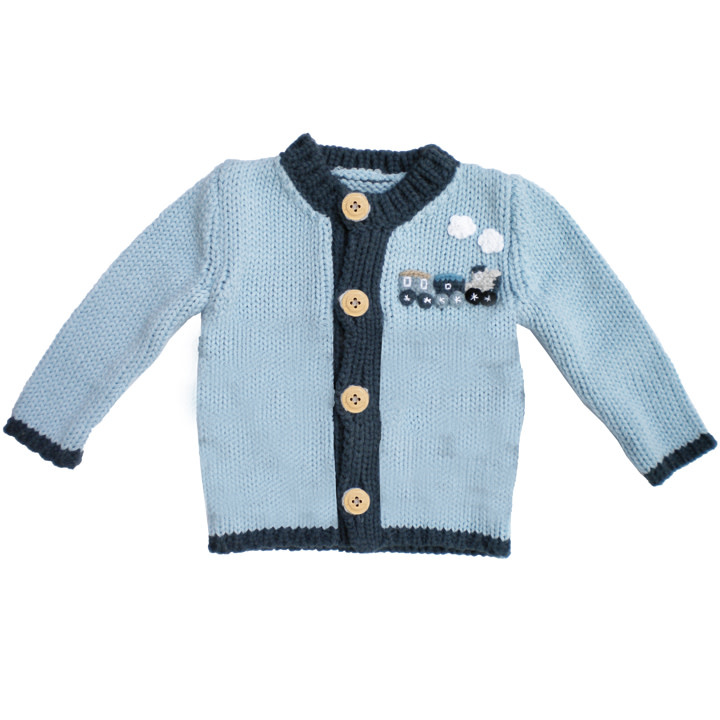 Huggalugs Blue Choo Choo Train Sweater - The Sandbox Children's