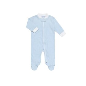 Nella Pima Blue Gingham Zipper Footie