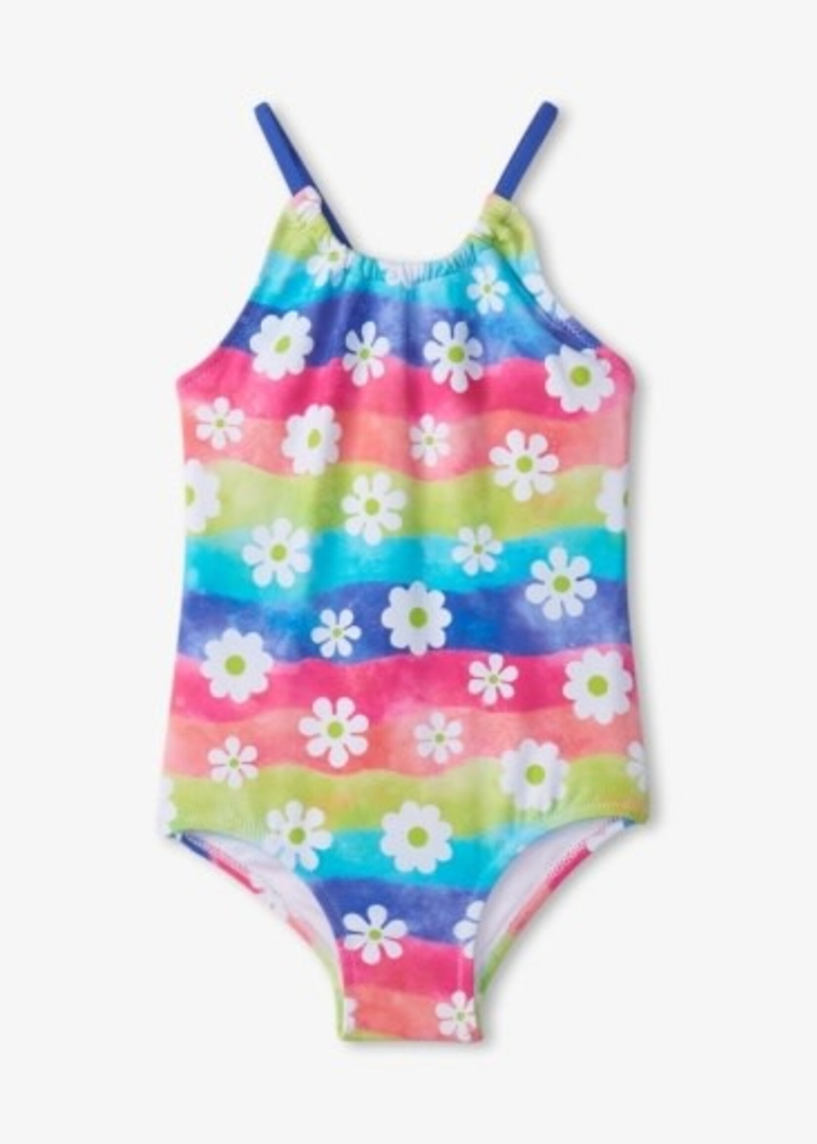 rainbow flower gather front swimsuit