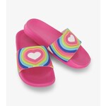 rainbow heart slide on sandals