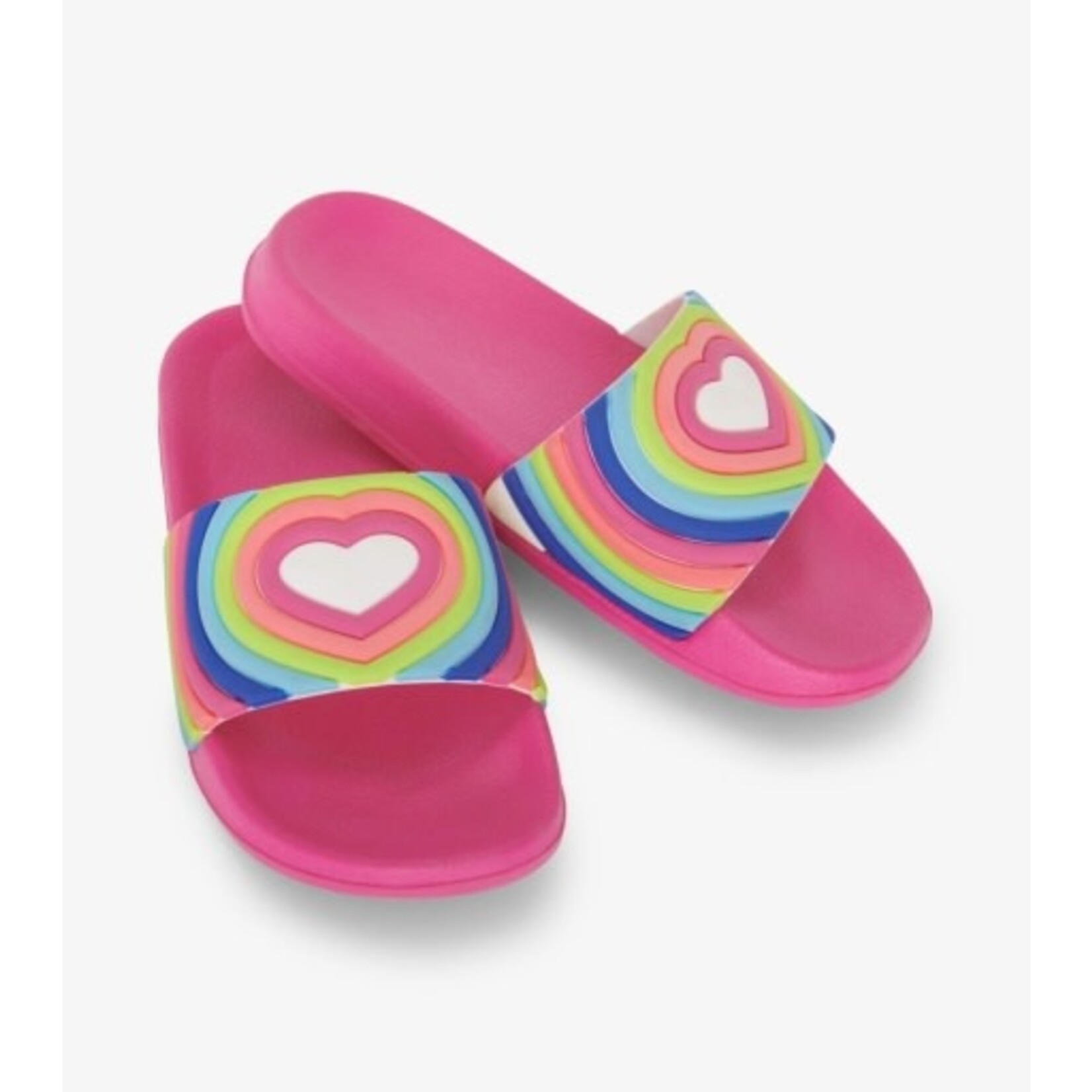 rainbow heart slide on sandals