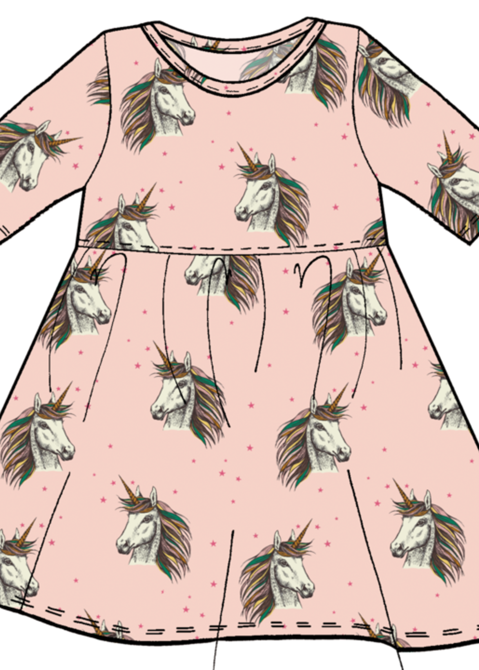 Pink Chicken girls bamboo steph dress - pink unicorns