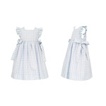 Claire & Charlie Blue Check Dress Ruffle Sleeves