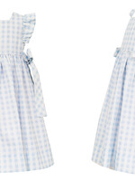 Claire & Charlie Blue Check Dress Ruffle Sleeves