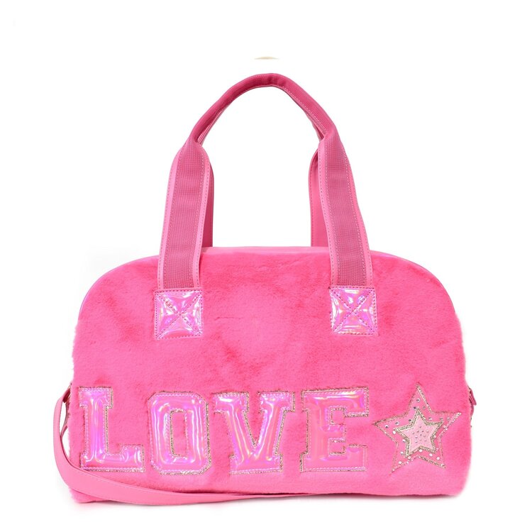 OMG Accessories Love Hot Pink Plush Medium Duffle